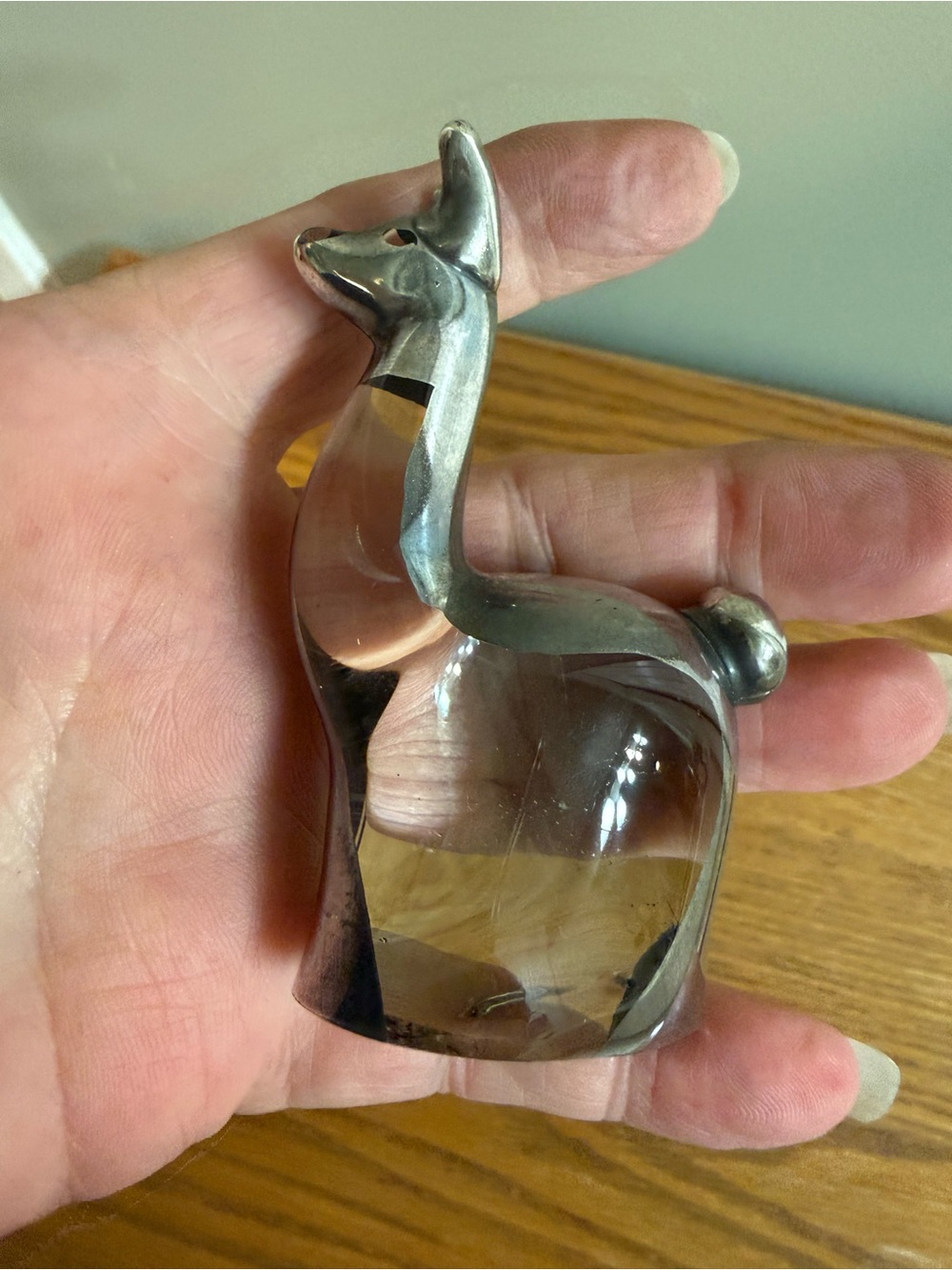 Art Glass Llama Silver Overlay Figurine Seclen Artesanos Peru